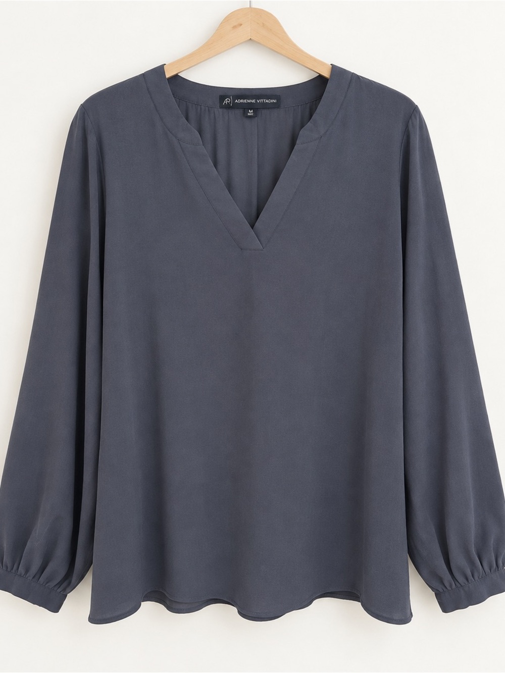 Adrienne Vittadini Charcoal Gray V-Neck Long Sleeve Blouse